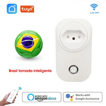 Smart Plug WiFi električno Vtičnico 16A Brazilija BR Standard Z Energijo Monitor Tuya APP Nadzor Dela Z Google Pomočnik Alexa