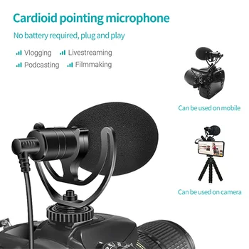 YICHUANG YC-VM400 Puško Video Univerzalni Mikrofon za Snemanje Mikrofona Mikrofon za DSLR Fotoaparat iPhone Android Pametne telefone
