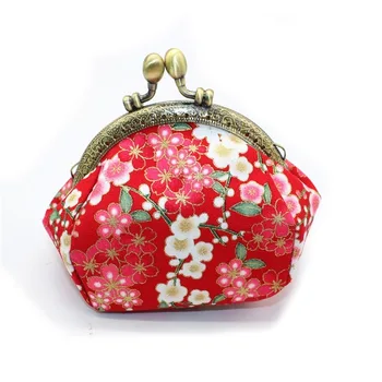 Vintage Cvetlični Kovanec Torbici Japonski Slog Cvetje Natisnjeni ročno izdelane Mini Torba Otroci Prenosni Dekleta Spremembe Denarnica Denarnica Luštna Punca