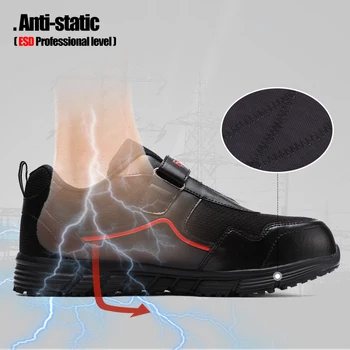 LARNMERN Mens Delo Čevlji ESD varovalni čevlji Jekla Toe Anti-razbija Non-slip Reflektivni Gradnje Zaščitna Obutev