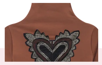 Jeseni, Pozimi Evropske Oblačila T-shirt Seksi Mozaik Čipke Diamanti Ženske Vrhovi Ropa Mujer Z Runo Bombaž Tees 2020 T09909A