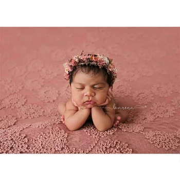 Novorojenček Fotografija Rekviziti Odejo Dekle 145*150 cm 3D Cvet Čipke Ozadju Krpo Baby Foto Mat Pribor Flokati Kulise