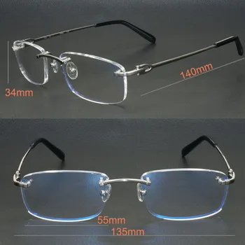 Kovinskih Kvadratnih Jasno Očala Okvirji za Moške, Ženske Rimless Očala Carter Optični Okvir Očala Očala za Računalnik 9011