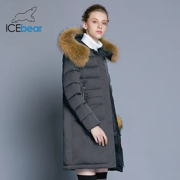 ICEbear 2019 zimski ženski plašč dolgo, vitko žensko jakno živalsko krzno ovratnik blagovno znamko oblačil debel toplo windproof parka GWD18253