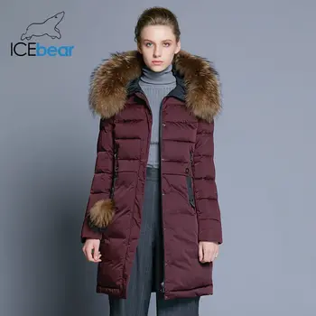 ICEbear 2019 zimski ženski plašč dolgo, vitko žensko jakno živalsko krzno ovratnik blagovno znamko oblačil debel toplo windproof parka GWD18253