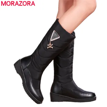 MORAZORA Plus velikost 35-44 let črna rdeča sneg škornji ženske lobanje sredi petah platforma čevlji plišastih toplo pozimi škornji ženski čevlji obutev