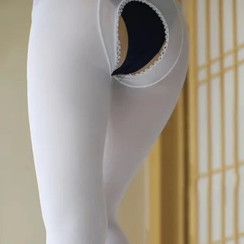 2021 Harajuku Kawaii Moda SEKSI Žensk Visoko Pasu Crotchless Elastične Nogavice Proti Kljuki Odpre Mednožje Dekleta Samega Stopala Tesno 120D