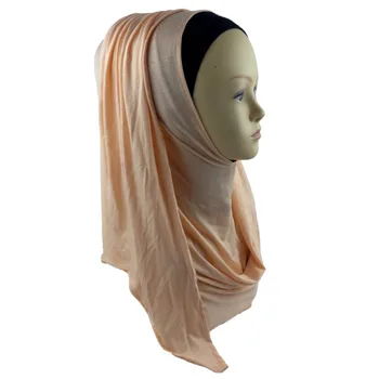 Trgovina Moda Lepota Ženske Muslimanskih Jersey Slip Bombaž Barva Šal Navaden Hijabs Islamske Glavo Instant Rute, Šali,
