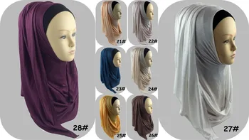 Trgovina Moda Lepota Ženske Muslimanskih Jersey Slip Bombaž Barva Šal Navaden Hijabs Islamske Glavo Instant Rute, Šali,
