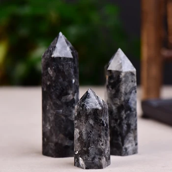 Naravni Kristal Labradorite Quartz Točke Zdravilni Kamen Šesterokotne Prizme 50-80 mm Obelisk Palico Obdelavo Kamna Moda DIY Darilo
