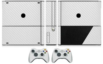 Belih Ogljikovih Vlaken Vinil Kože Nalepke Protector za Microsoft Xbox 360 E in krmilnik 2 kože Nalepke za XBOX360 SLIM E