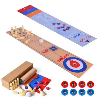 Prenosni 3 v 1 Tabela Vrh Igre, Shuffleboard, Bowling in Curling Igre zložljive - enostaven za prevoz Bowling Set za Otroka, Darila