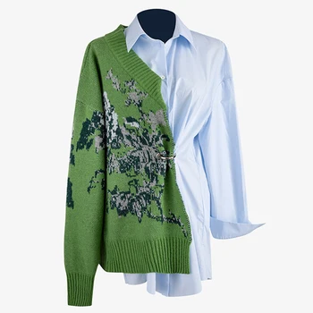 VGH Natisnjeni Hit Barve, Majica Za Ženske River Dolg Rokav Mozaik Priložnostne Svoboden Bluzo Ženska Moda Nova Oblačila 2020 Jeseni