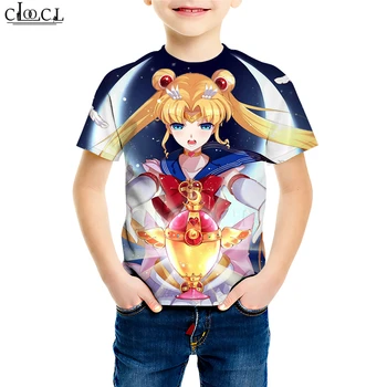 Otrok Baby Girl Obleke Sailor Moon Galaxy Majica 3D Tiskanja Risanka Hči Majica Baby Boy Malčka Kratkimi Rokavi Pulover
