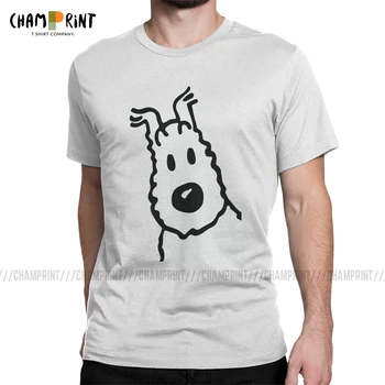 Moški Zasneženih Milou T Shirt The Adventures of Tintin Bombaž Oblačila Humor Kratek Rokav O Vratu Tee Majica Plus Velikost T-Shirt
