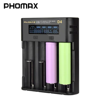 PHOMAX 3,7 V D4 LED LCD Smart Prikažite 18650 Napetost Hiter Polnilec za IMR/Li-ion25500 17650 AA AAA Polnilne Baterije