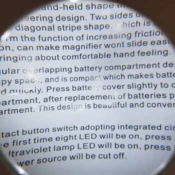 Prenosni Ročni Lupo Ročaj Osvetljeni Povečevalno Steklo z 8 Wight LED 1 Ultravijolične Svetilke za Branje Identifikacije