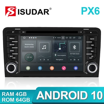 Isudar PX6 2 Din Android 10 Avto Multimedijski Predvajalnik, GPS DVD Za Audi A3 8P/A3 8P1 3-vratni Hatchback/S3 8P/RS3 Sportback Avto Radio