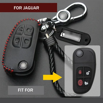 1 Kos Pravega Usnja Avto Smart Remote Key Fob Flip Primeru Zajema Imetnik Kože, Za Prodajo Jaguar X-Type S-Tip XJ8 Stying Accessorial