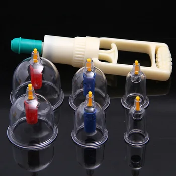 6 Skodelic/set Kitajska Masaža Zdravljenje Sprostitev Izvlecite Vakuumski Aparat Plastičnih Vakuumske Magentic Cupping Naprave S Cevjo Kompleti