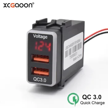XCGaoon QC3.0 Dvojni USB Quickcharge Avto Adapter za Polnilnik Z LED Voltmeter Plug & Play Kabel Za NISSAN