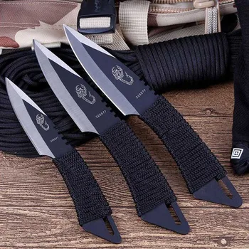 Vroče 3pcs/set Damask nož Taktično Fiksno Rezilo Žepni Nož za Preživetje na Prostem Lov Kampiranje Noži Nož orodja, s Plaščem