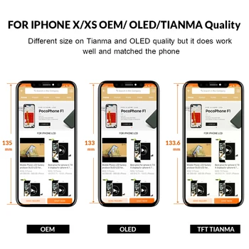 Premije Za iPhone X XS MAX XR LCD-Zaslon Za Tianma OLED OEM, Zaslon na Dotik, Računalnike Z Zamenjavo Skupščine Deli Črne