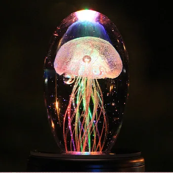 LED meduze lahka 3D Meduze lučka Baby otroška nočna lučka lampara Kristalno Ribe, Morske Živali Svetilke Za Otrok Darila Dekor