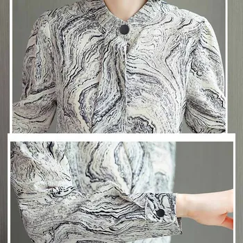 2021 Jeseni Mode Urad Dama Plus Velikost Ženske Bluzo Tiskanja Pulover z Dolgimi Rokavi Elegantne Dame Majica Blusas Mujer 10464