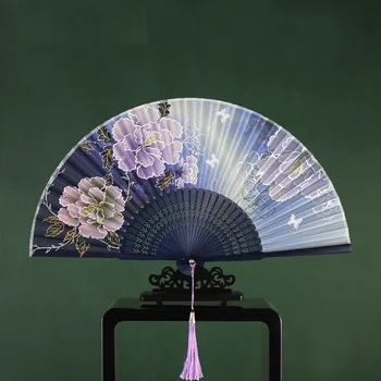 Poslikane Svile peony cvet kitajski fan strani fan eventail glavni ventilator abanico zložljiva fan strani navijačev bambusa