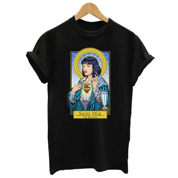 Harajuku Moda Pulp Fiction Tshirt Ženske Plus Velikost Priložnostne Kratek Rokav Vintage Pulp Fiction Mia Wallace Graphic Tee Femme Vrh