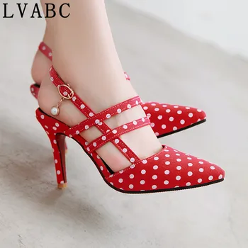 LVABC 2019 nove ženske sandale preprost sponke modni čevlji velikosti 31-47 sladko rdeče stranka poročni čevlji z visokimi petami žensk sho