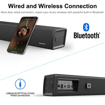 40W Domači TELEVIZOR Kino Soundbar Brezžična tehnologija Bluetooth Zvočniki Surround Stereo Žične Sound Bar, Vgrajen v Subwooferji z Daljinskim upravljalnikom