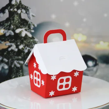 50pcs Evropske Praznično Darilo Polje Božično bonboniera Rdeče Mala Hiša Poroko Sladkarije Piškotek Embalaža Gift Box