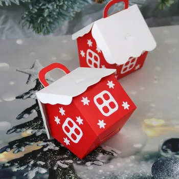 50pcs Evropske Praznično Darilo Polje Božično bonboniera Rdeče Mala Hiša Poroko Sladkarije Piškotek Embalaža Gift Box