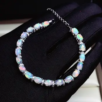 KJJEAXCMY boutique nakita 925 sterling srebro vdelan naravnih Opal gemstone zapestnica ženski podporo test