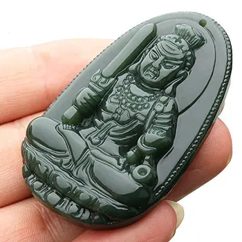 Fine Nakit Pure Naravne Jades Strani Carving Acalanatha Bodhisattva Buda Ogrlico, Obesek Brezplačna Dostava