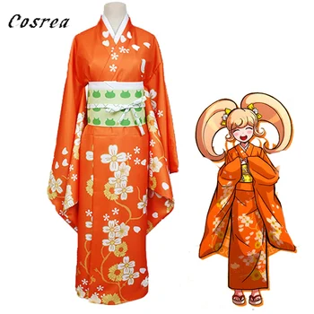 Igra Super Danganronpa 2 Kostum Hiyoko Saionji Cosplay Oranžna Kimono Obleko Kompleti za Ženske, Dekleta Halloween Carnival Party