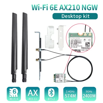 2400Mbps WiFi 6E AX210 NGFF M. 2 za Kartico WiFi Namizni Komplet Bluetooth 5.2 Brezžični Omrežni vmesnik 2.4 G/5 G/6Ghz 802.11 AX Za Windows10