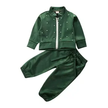 Zunanji prosti čas malčke baby girl obleke obleko z dolgimi rokavi suknjič + hlače 2Pcs fant dekle športno obleko