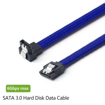 Lingable 5PCS SATA 3.0 III pravim Kotom 90 Stopnjo SATA3 7pin Podatkov Kabli 6Gb/s SSD Kabel HDD Trdi Disk Kabel z Najlon Sleeved