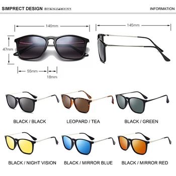 SIMPRECT Polarizirana sončna Očala Moških 2021 Retro Kvadratnih sončna Očala Ženske Letnik UV400 Visoke Kakovosti Voznika sončna Očala Za Moške