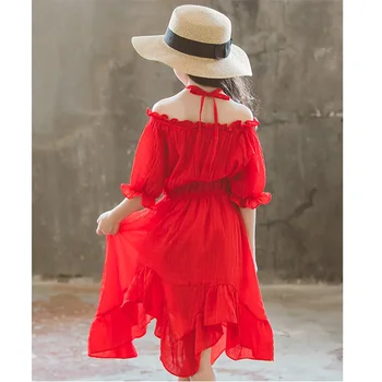 Novo 2019 Poletnih Otroške Obleke za Dekleta Nezakonitih Dolgo Šifon Obleko Moda Princesa Počitnice Plaža Obleko RT413