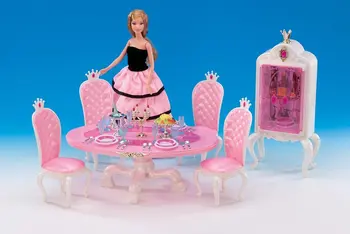 Original za princess barbie restavracija jedilno mizo pohištvo nastavite 1/6 bjd lutka accessorie kabinet kuhinja igrača darilo