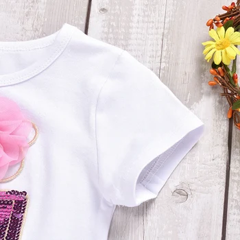 JE Zdravo Uživati Poletje Malčka otroci Baby Dekle Kratek Rokav 3D Cvet Vrhovi T-Shirt Usnjeno Krilo Lepe obleke, Modne Obleke
