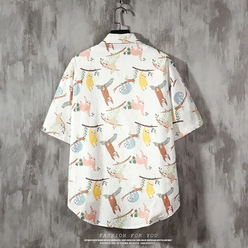 Hawaiian Rokavi Moški Priložnostne Print Majica Plaži Moških River Majica Anime Poletne Bluzo Kratek Rokav Svoboden Vintage Oblačila Velik obseg 5XL