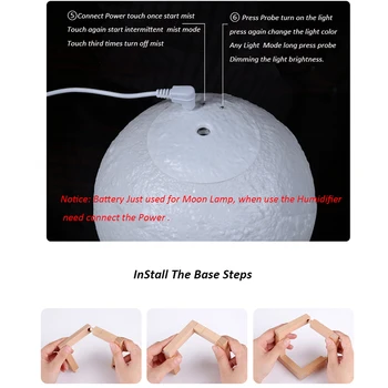 880ML Ultrazvočni Vlažilnik Zraka Simulacija 3D Luna Noč Svetlobe USB Aromo Diffusor Zatemniti Fogger Humidificador Megle Maker