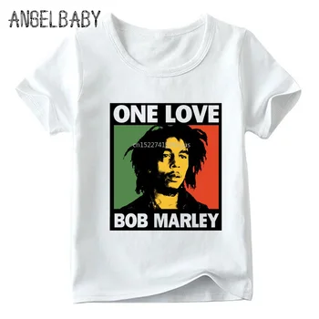 Otrok Jamajki Pevec Bob Marley Reggae Rastafari Tiskanja Smešno majica s kratkimi rokavi Otroci Poletje Vrhovi Fantje in Dekleta Belega T-shirt
