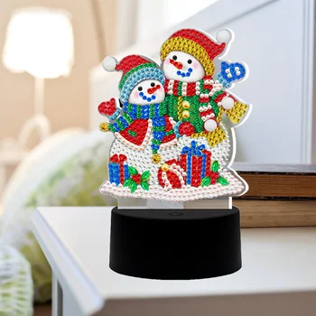 DIY Božično Drevo Snežaka Diamond Slikarstvo Dly LED Luči Vezenje Doma Nočna Lučka Needlework Navzkrižno Šiv Božično Darilo