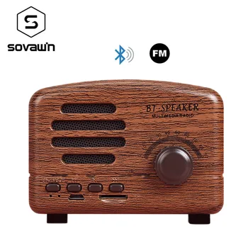 Sovawin Brezžični Bluetooth Zvočnik 5w TF z UKV-Radio Retro Mini Prenosni Zvočnik za Telefon Stereo Bas Nostalgičen